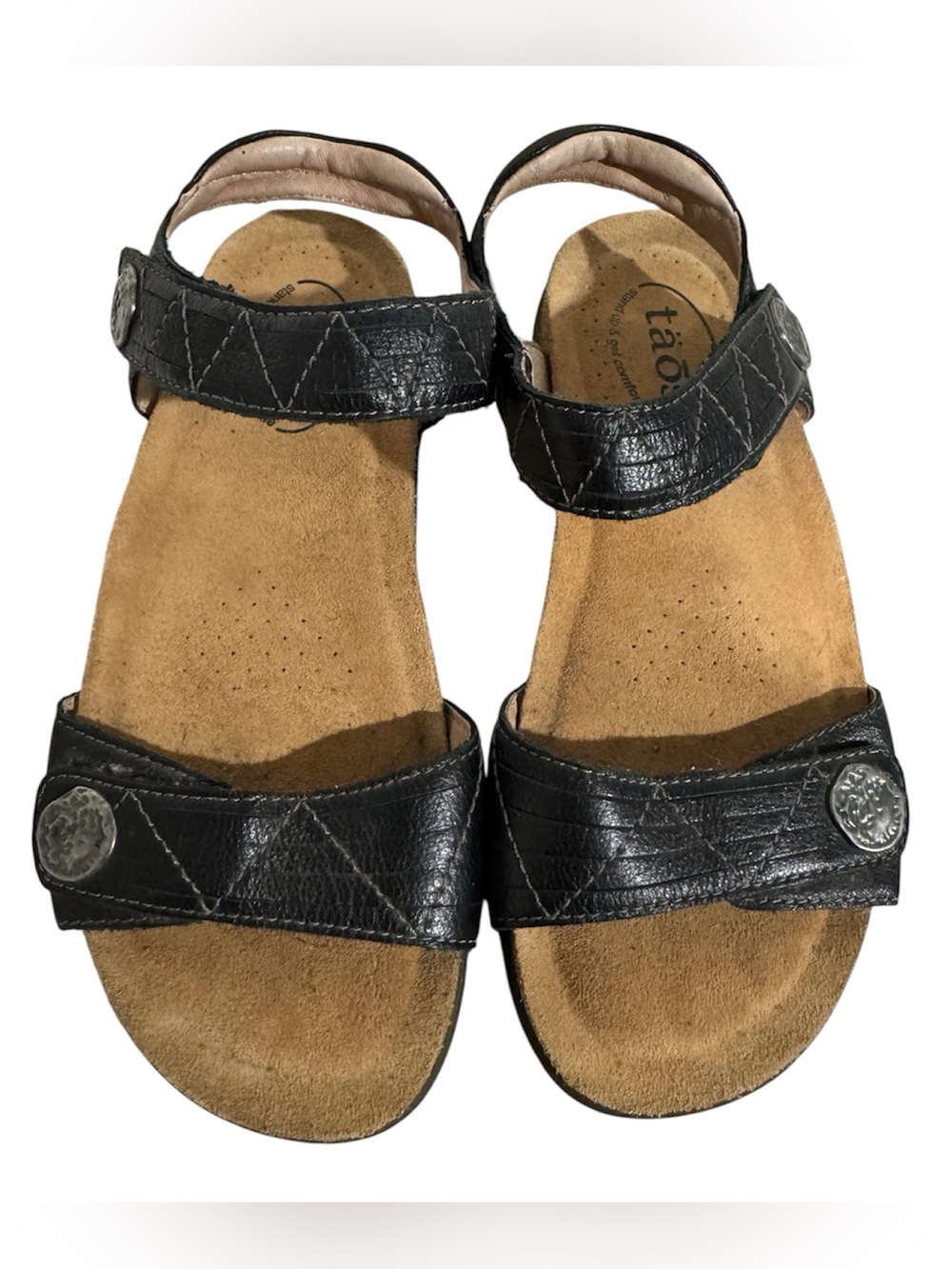Taos Footwear Pioneer Sandals Black Tan Women’s Size 6